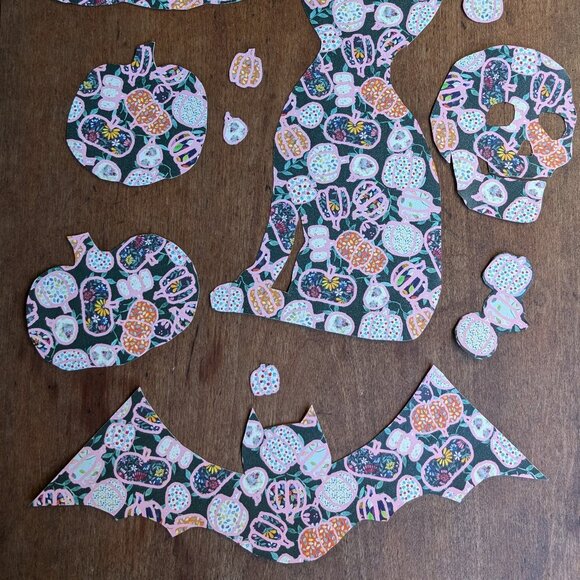 Hand Cut Halloween Autumn Pumpkin Themed Peel and Stick Decals - Picture 3 of 5